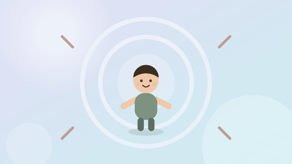 Illustration of a focused child inside concentric focus rings